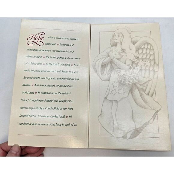 1994 Longaberger Pottery Hope Angel Series Cookie Mold Christmas Collectible - Picture 2 of 5